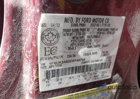 2012 Ford Expedition Max Limited z USA, uszkodzony, nr VIN 1FMJK2A57CEF45779